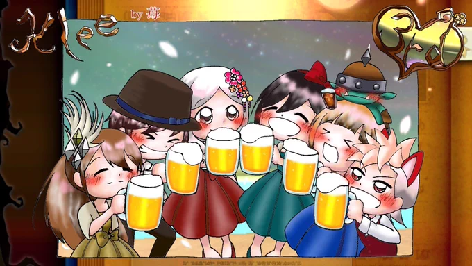 7.一番お気に入りの絵は?
やっぱこの2つかな!
昔描いたやつだから画力は低いけど、皆が楽しく笑顔であるように想いを込めた作品だから特別なの…! 