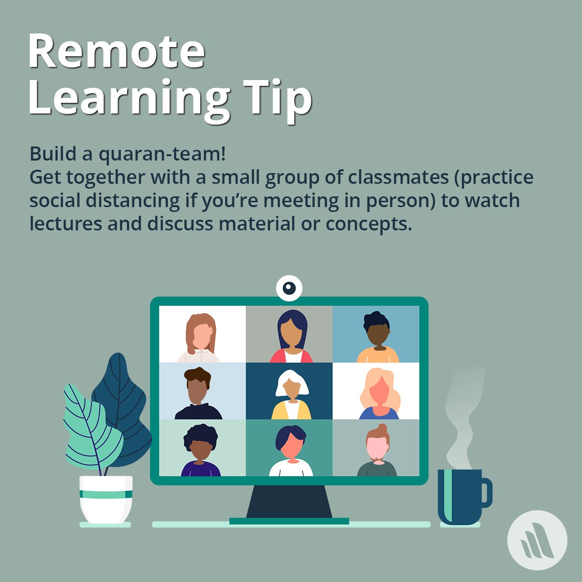 MSDManualPro's tweet image. Tip on how to feel together but remain apart during study group sessions. 
#RemoteLearningTips #MedSchool