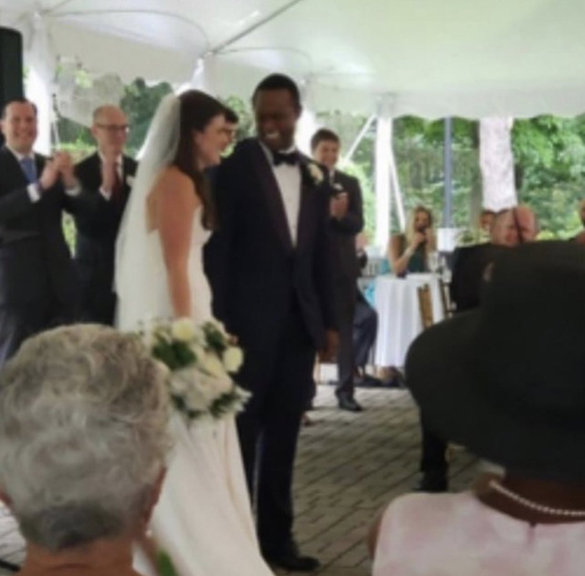 Uncovered: It’s blurry, but here is a pic of Daniel Cameron and Makenze Evens’ wedding at Whitehall House and Gardens.