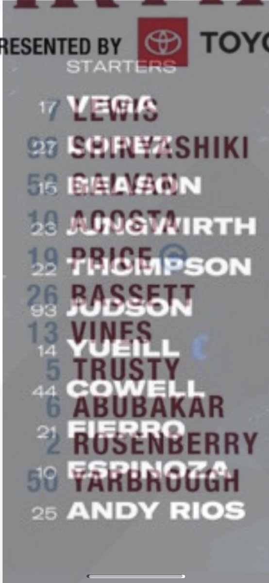 rapidsstan's tweet image. Starting XIs for #COLvSJ

#Rapids96  #Quakes74 #minimalism