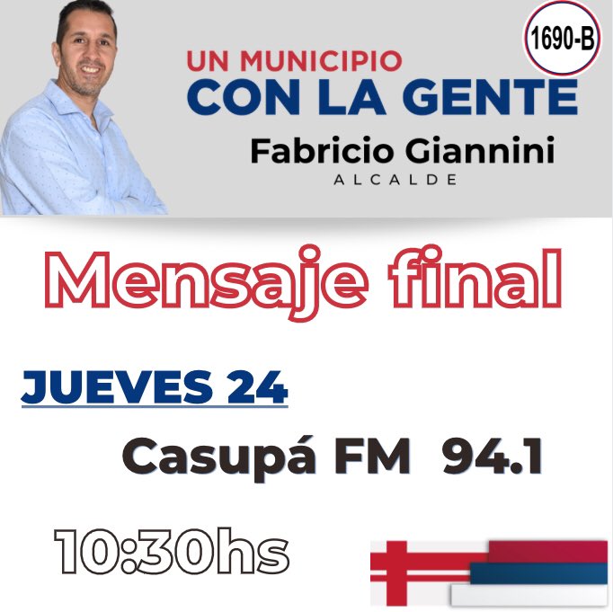 AlcaldeFabricio's tweet photo. Mañana estaremos brindando nuestro último mensaje de cara a las elecciones... escúchanos, otra forma de gobernar es posible. Juntxs haremos #UnMunicipioConLaGente🔴🔵⚪️ https://t.co/f9ccpsQyNV