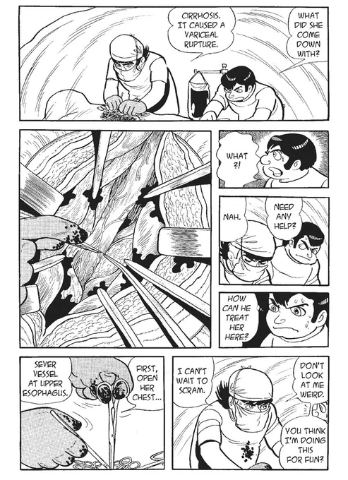 guys, that averages out to 10 pages a day from his first publication at 17 to his death at 60, and also he had a medical doctorate which is why Black Jack is full of crazy medical drawings 