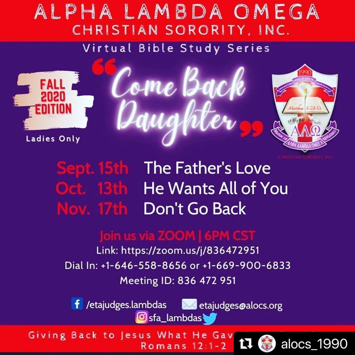 HoustonGammas's tweet photo. #Repost @alocs_1990 with @make_repost
・・・
Looking for an engaging Bible study? Join us for our virtual series “Come Back Daughter”. See you there. https://t.co/5Ts0ik253n