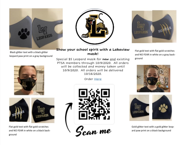 LOOK WHAT WE'VE GOT! 
Kiddos need extra mask...? Want to show off some school spirit...? Scan the QR Code below or Click the link for the order form forms.gle/fDVpMusKroEABK…