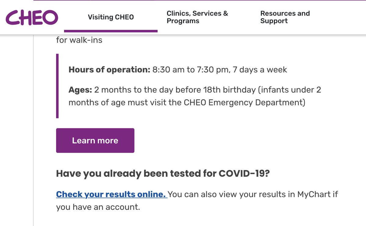 'Right,' you will think, 'only through MyChart". But, if you have internet in your place of isolation and go to the CHEO website, you may find an FAQ that suggests COVID results can be accessed through the provincial site