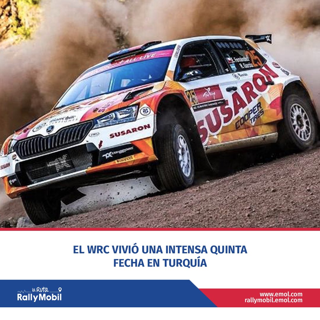 El #WRC vivió intensa fecha en Turquía donde el piloto Elfyn Evans sorprendió al quedarse con el primer lugar. En la clase WRC 3, el piloto chileno Emilio Fernández no tuvo mucha suerte, mientras que Alberto Heller avanzó un lugar y llegó cuarto con el Ford Fiesta M.II R5. 🏁