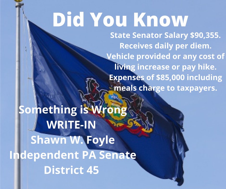 IATSE_Local_3's tweet image. Our Representatives should not be making more money than the vast majority of their constituencies.                 SHAWN W. FOYLE             Independent Write-in PA Senate District 45
