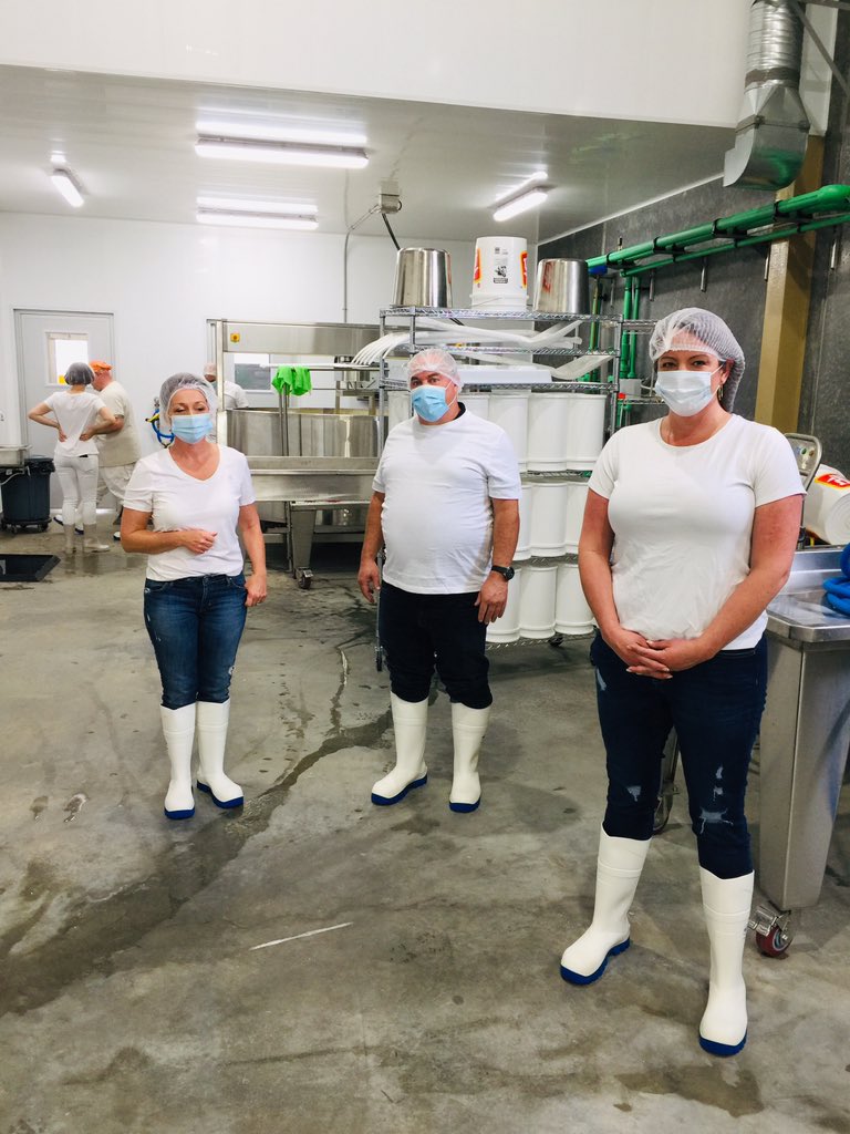 farmerbob21's tweet photo. Had a few visitors to Lakeside Farmstead Cheese to celebrate the first batch of #chagacheddar being made in Sturgeon County!  @AlannaHnatiw Patrick Tighe @toms_kristin @untamedfeast #local #collaboration #abmilk https://t.co/FVmbGORltp