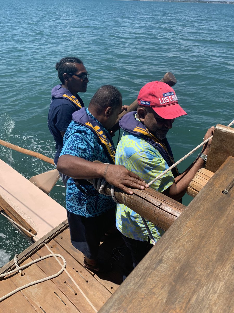 AumuaA's tweet photo. Celebrating #worldmaritimeday was  extra special today privileged to sail on #Drua Vola sigavou  the only sailing Drua in the world . Navigation of the Drua in good hands with @FaiyazKoya @ISeruiratu @FijianGovt vinaka Ministers safe sailing https://t.co/6Afko2j173