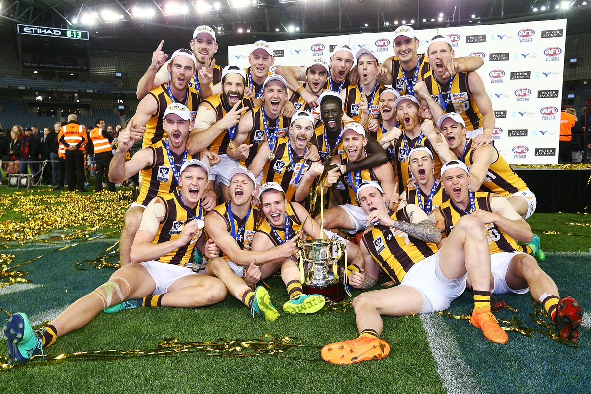 HawthornFC's tweet photo. Yesterday marked 2 years since the day our VFL women’s and men’s sides held their premiership cups aloft. 

Incredible scenes ✨✨✨ 

#Always https://t.co/3tAXB1XOwm