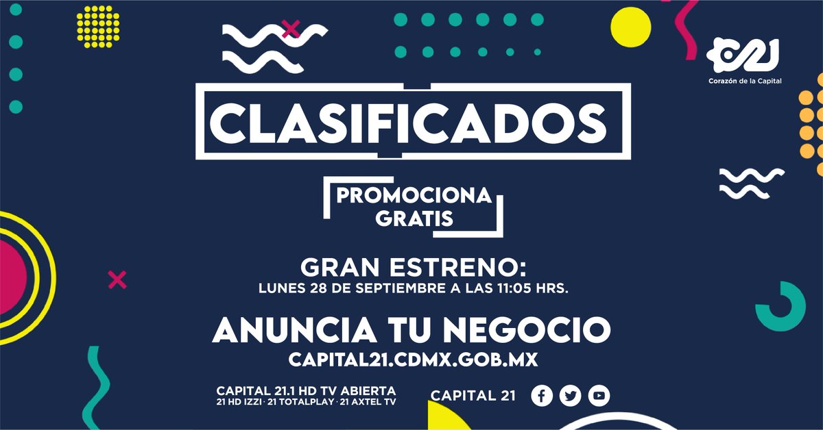 Capital21_Tv's tweet photo. Porque somos un medio público más público📢

Te invitamos a que participes en el programa #Clasificados y anuncies tu negocio totalmente #gratis.

Ve a nuestra cuenta de Facebook (@Capital21) y checa todos los detalles.

#JuntosSaldremosAdelante https://t.co/RNdz5zke2q