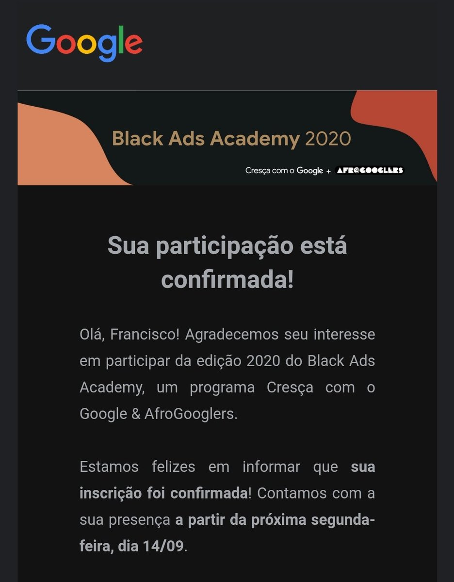 limadouglas00's tweet photo. INÍCIO DO SONHO / DEU TUDO CERO 🥳🥳
Hoje consegui minha certificação em rede de pesquisa do Google Ads, graças ao #BlackAdsAcademy 2020, que projeto incrível do @Google, e só tenho a agradecer a @goobec, #diverssa, @maisfavela_, #ponteparapretos. #coisadepreto #googleads https://t.co/vUpD1edjZB