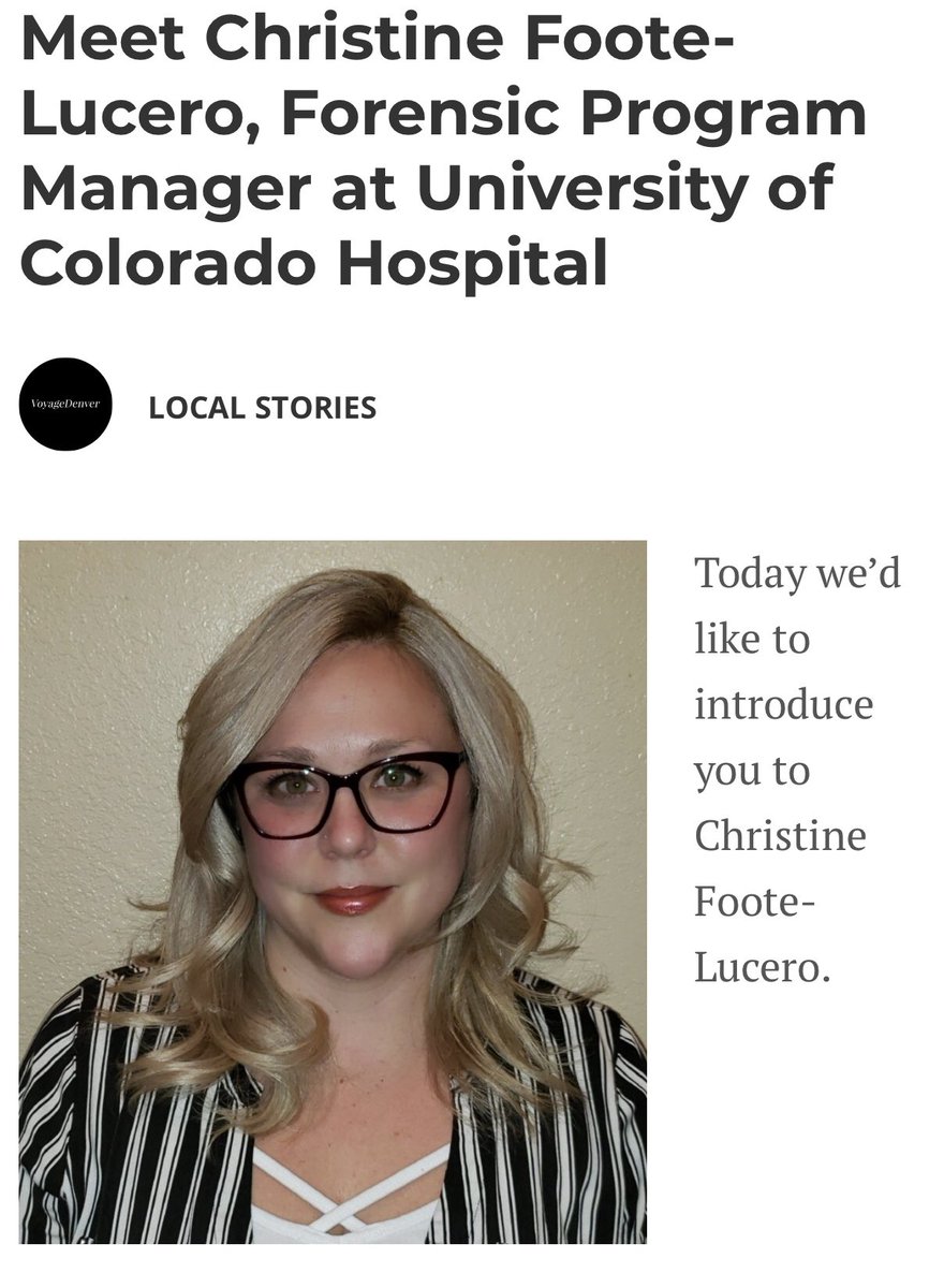 <a href="/JudoninaMD/">Christina Yannetsos, MD</a> This is an important program that is such a tremendous resource for the community. The team is led by Christine Foote-Lucero, who arrived in 2017 with an authority and leadership presence and never looked back. Grateful to the entire team! <a href="/CUEmergency/">CU Department of Emergency Medicine</a> 

voyagedenver.com/interview/meet…