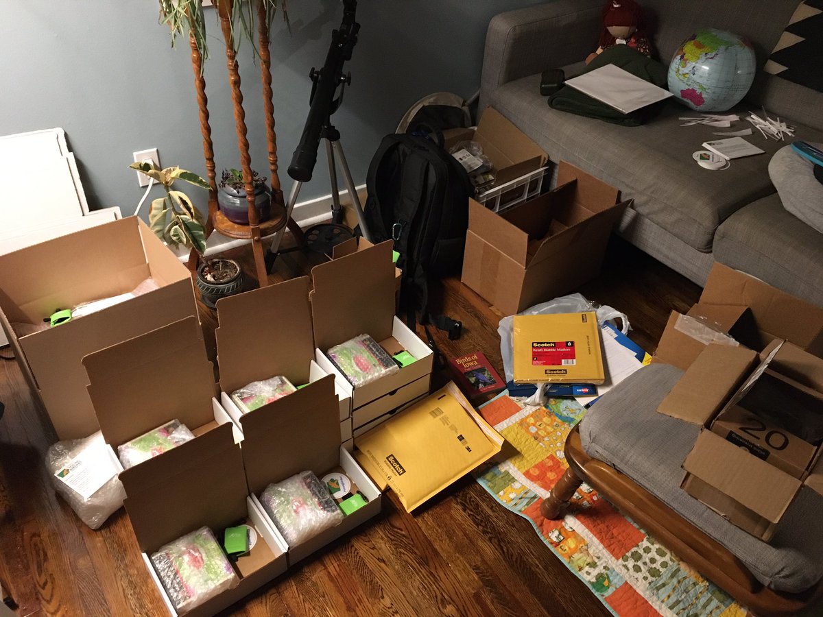 A little Wednesday night fun when you run a #nonprofit...shipping prizes to #youngbirders who logged hours #birding and learning about #birds this summer!