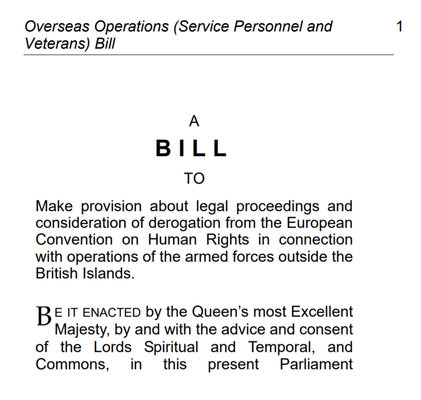 This legislation is not just iniquitous but openly criminal, calling upon the UK to derogate from the European Convention on Human Rights and place its own law above the UN convention against torture and international Hague and Geneva conventions. https://publications.parliament.uk/pa/bills/cbill/58-01/0117/20117lp.pdf