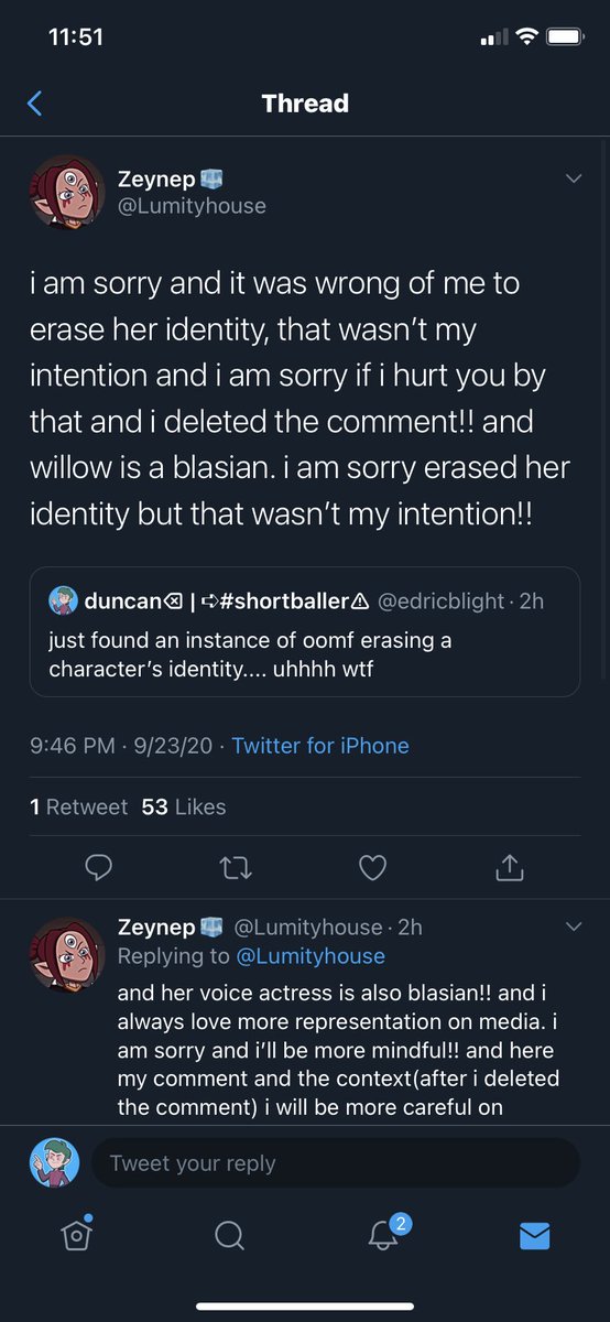 so earlier i addressed this comment zey (@/Lumityhouse) had made regarding willow being blasian. this was her apology. on the surface, it’s a decent apology ig. however, this isn’t about what was on the surface and lord knows how much it hurts to do this but okay,