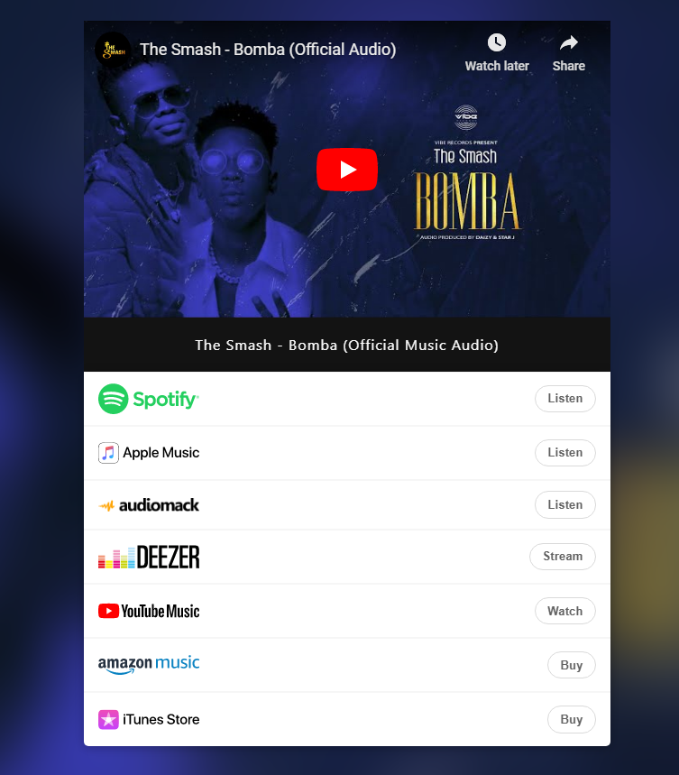 goodluckmtx's tweet photo. #Bomba Ya Kwao #TheSmash Inapatikana Katika Digital PlatformsMbalimbali Endelea Kustream + Subscribe

>>>https://t.co/Wd5KtAqfhS<<< https://t.co/E17cZ3hXB3