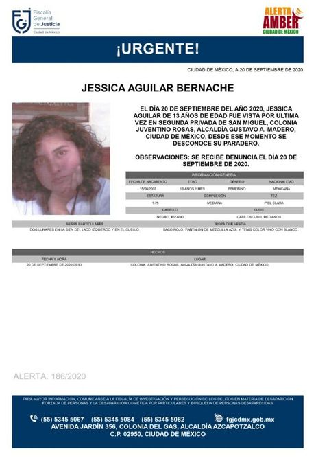 El_Universal_Mx's tweet photo. Ayuda a Jessica Aguilar Bernache a regresar a su casa. Fue vista por última vez el 20 de septiembre https://t.co/N8fOLgkha9