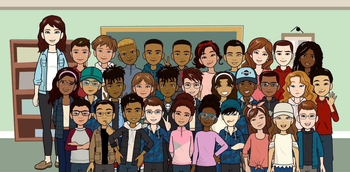 _SBender's tweet photo. Love finding fun new sites for teaching! @PixtonEDU allows teachers &amp; students to make their own comics. Such a great way for students to show their understanding of concepts. I'm thinking I can utilize this in all subject areas. Check out our avatar class pic! #virtualteacher https://t.co/nI8OA8Gepb