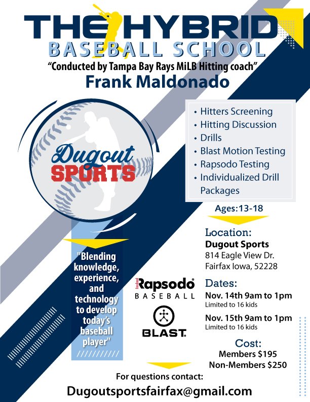 The #1 camp in the Midwest! Using technology and the best hitting coaches in the country, every camper will take home individualized drill packages! <a href="/FrankMaldonad30/">Frank Maldonado</a> 
Limited spots each day!
Ages 12 and up
esoftplanner.com/v3/planner/cam…