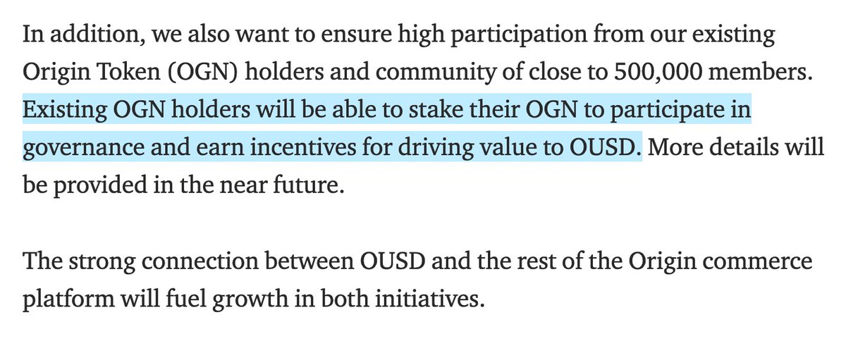 DeCommFuture's tweet image. What's that? $OGN staking with $OUSD!?

@OriginProtocol is building some of the best decentralized ecommerce rails of any #DeFi project. The kind of stuff people will be using even after the hype dies down. 

Why pay mastercard fees when $OUSD pays you? And it all benefits $OGN!