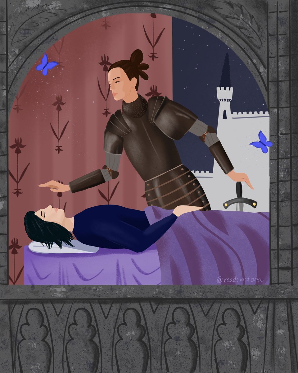 ReadsVictoria's tweet image. @reylo_prompts can we get a Sleeping Beauty where Rey, along with the help of some mysterious blue butterflies, fights the dragon and wakes the sleeping Prince?
