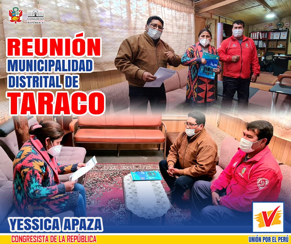 YessicaApaza6's tweet photo. Reunión con la Autoridad Edil de la #Municipalidad Distrital de #Taraco, Provincia de #Huancane, Ing. David Parisuaña Apaza. Me manifiesta el déficit presupuestal que tiene este distrito, para lo cual, solicita se presente un proyecto de Ley de redistribución del #CanonMinero. https://t.co/MBIM5qkeGX