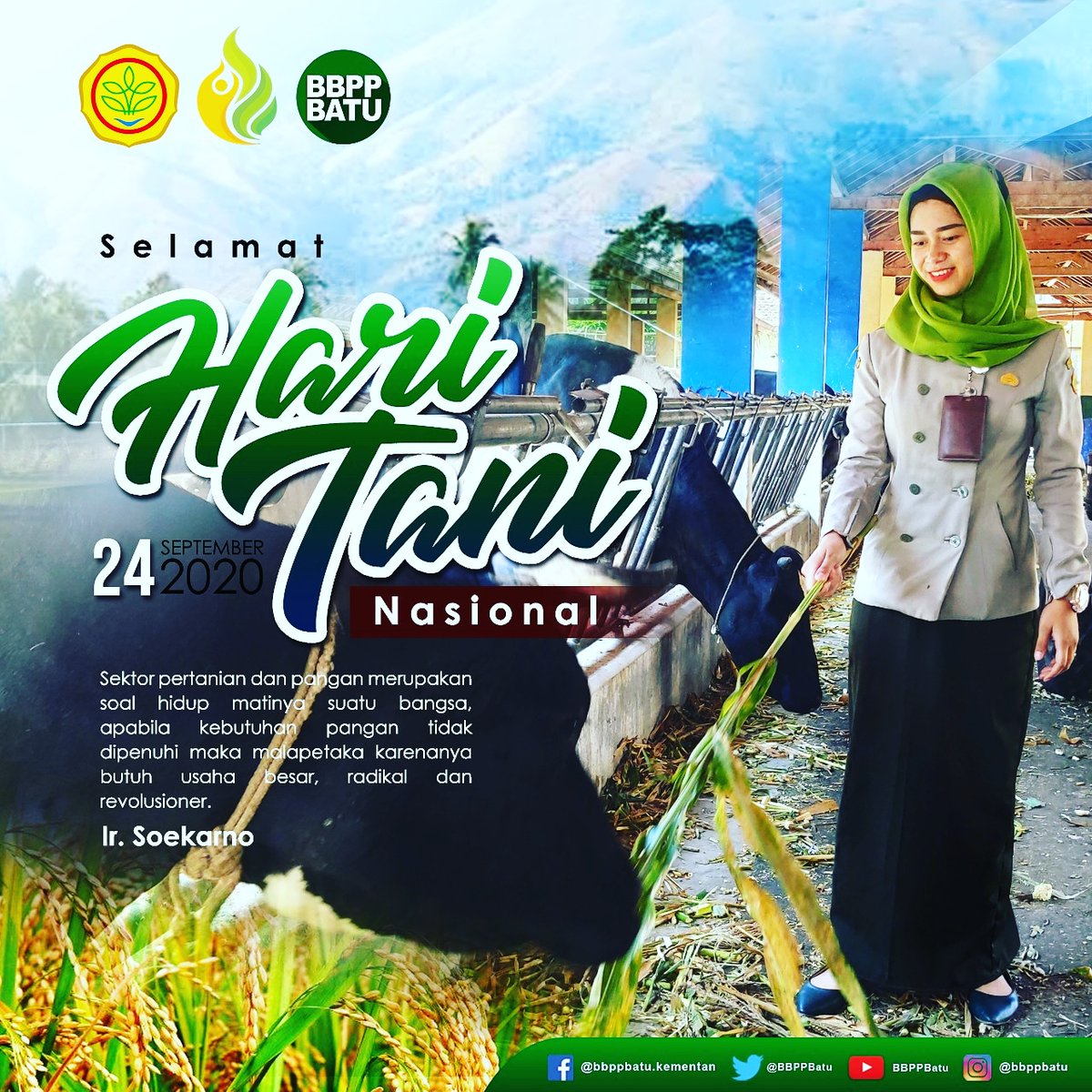 BBPPBatu's tweet photo. Selamat Hari Tani Nasional 24 september 2020

#haritaninasional #bbppbatu #kementerianpertanian https://t.co/35uEq6n6vc