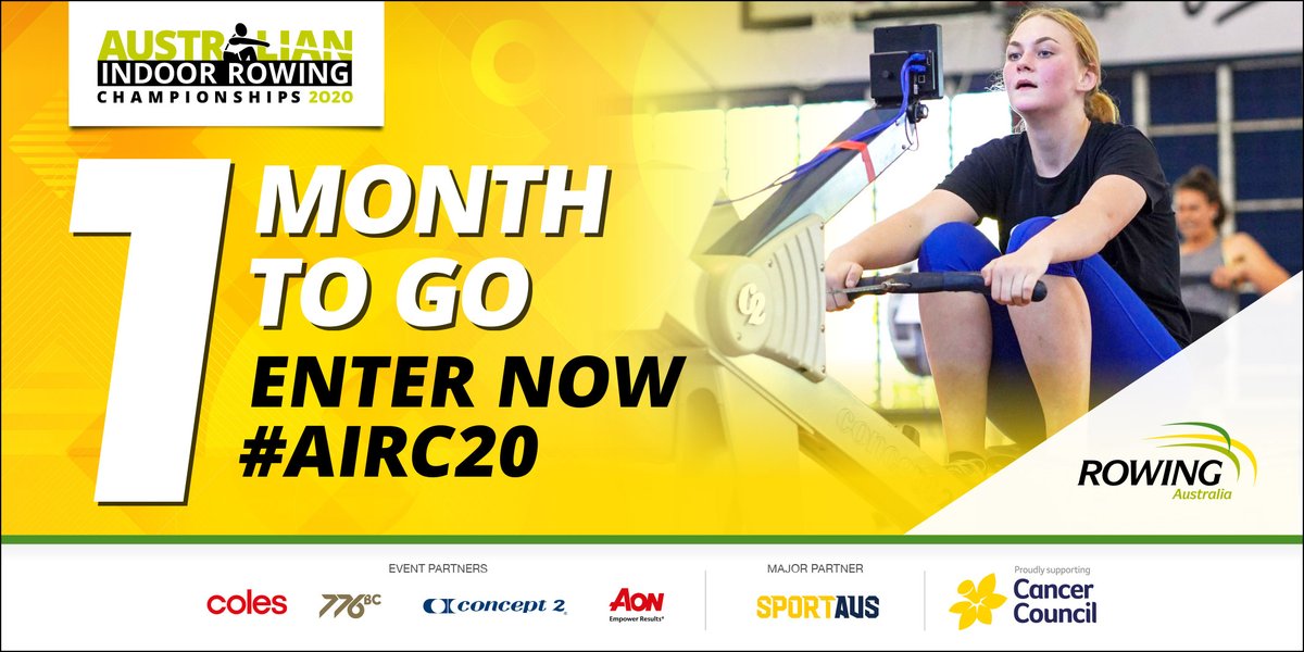 RowingAust's tweet photo. There is only one month left to go until the #AIRC20!
Make sure you and your mates are ready to row on Sunday, 25 October!
Click the link below to enter now!
https://t.co/tw30IeQVhu
#AIRC20 #pointscore #virtualrowing #indoorrowing #vitrualcompetition https://t.co/sBbP2OcjQu