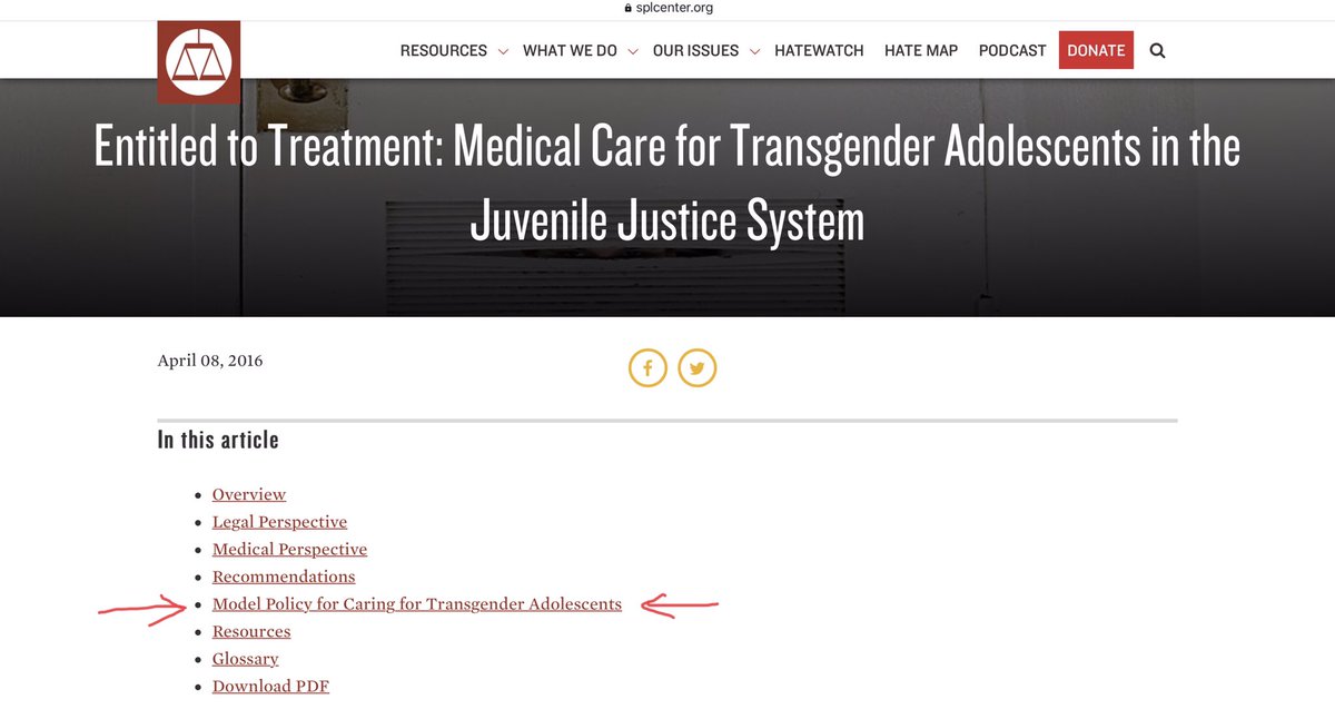 Also in 2016, the SPLC, our self-appointed national judge and jury of who’s hateful, was advocating that troubled, trans-identified youth be sterilized within the juvenile justice system. They even promoted a model policy on the subject.