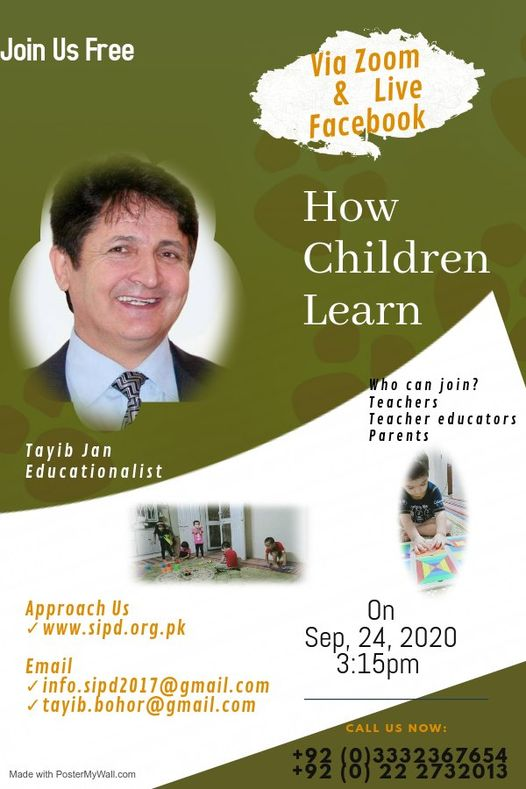 <a href="/OfficialSIPD/">SIPD</a> will be #online at 3:15 PM with #HowChildrenLearn via #Zoom and #FacebookLive