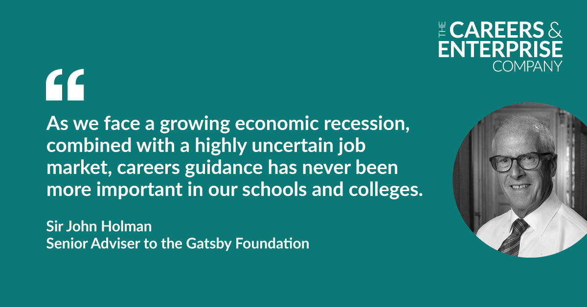 CareerEnt's tweet image. As we launch our new #ResourceDirectory today, hear from Sir @Holman_John about how the Gatsby Benchmarks are now more important than ever for schools planning their careers curriculum. careersandenterprise.co.uk/news/gatsby-be…