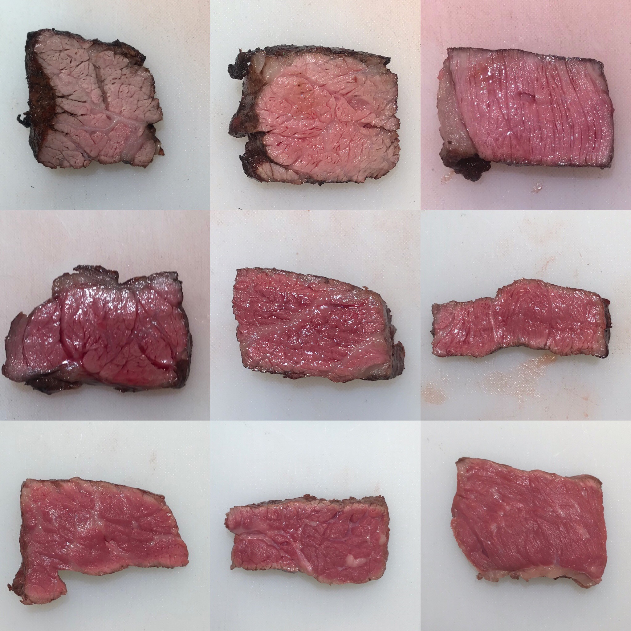 Twitter 上的 お肉界のセレブ ステーキ肉の焼き方9種類 レストランで食べる時こんだけの焼き加減あるんだよ ブルー ブルーレア レア ミディアムレア ミディアム ミディアムウェル ウェル ウェルダン ベリーウェルダン 9種類の焼き色 ステーキ 熟成肉