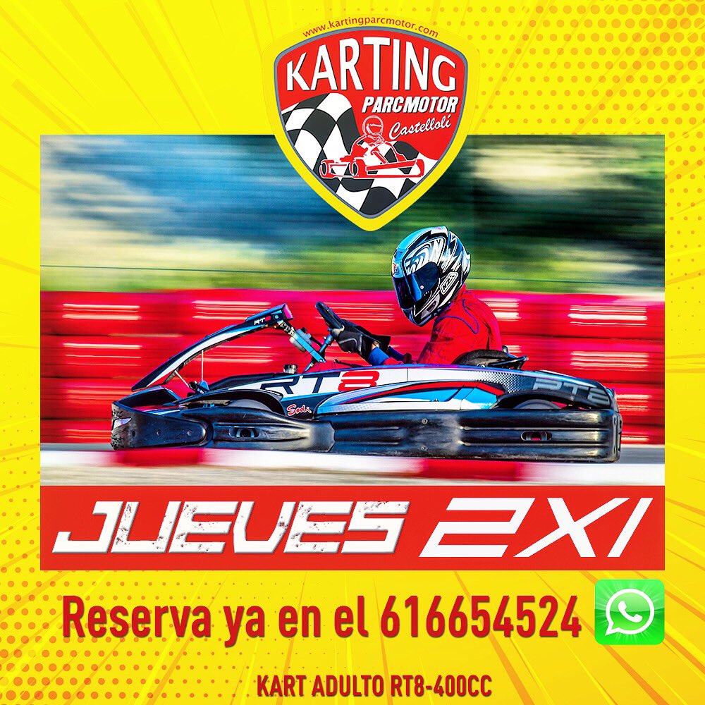 ➡️ MENUDA OFERTA: 2x1 en @kartingcastelloli  
 .
⭕️Libera adrenalina y disfruta con nosotros en nuestra pista de más de 1300m 🏎🏁⭕️ 
.
. Abierto hasta las 20 h, no te quedes sin tu plaza, reserva pista 👉🏻📱
.
#kartingcastelloli
