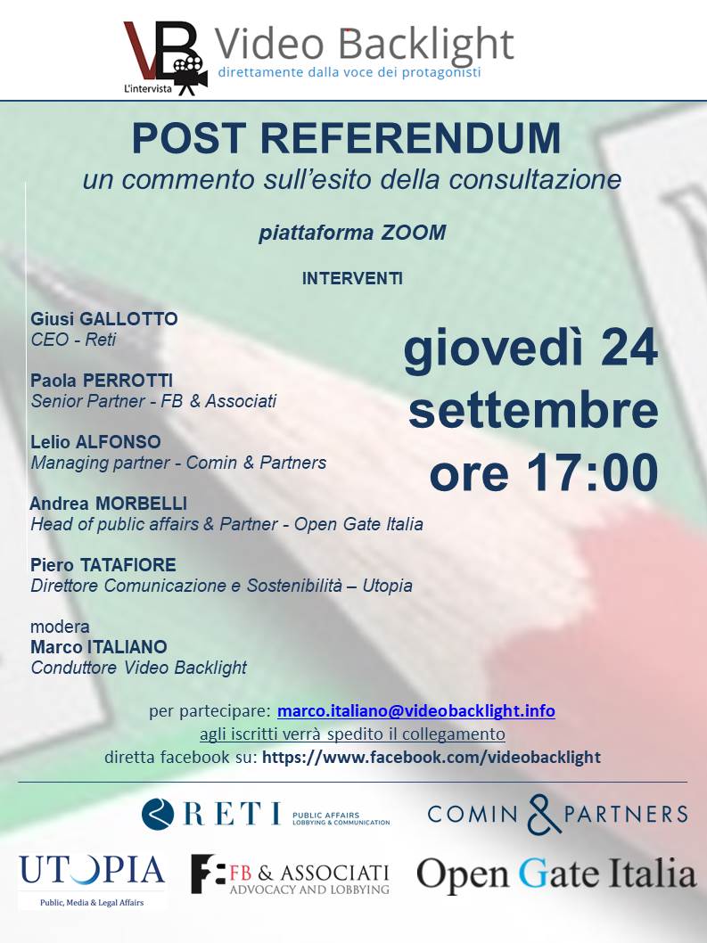 Utopia_lab's tweet photo. Quali scenari dopo il sì al #ReferendumCostituzionale? Ne parla oggi ore 17:00 @PieroTatafiore, Direttore Comunicazione e Sostenibilità UTOPIA all'evento "Post Referendum: un commento sull'esito della consultazione" di #VideoBackLight. In streaming qui: https://t.co/y5AfmGaogm https://t.co/tcAzlCmmmk