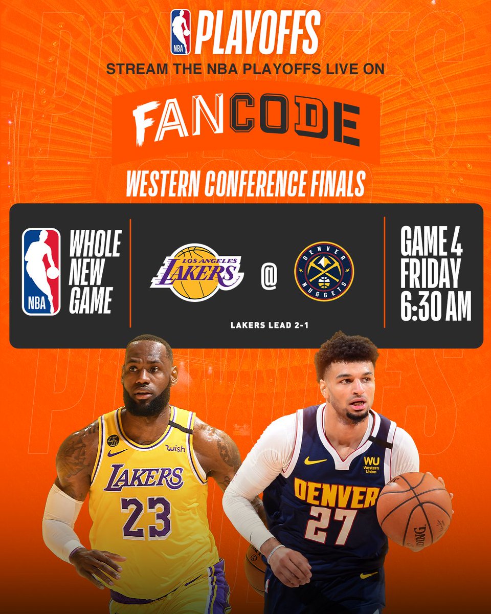 NBAIndia's tweet photo. A thrilling matchup is on the cards!
Watch Game 4 of the Western Conference Finals on the @FanCode app.
#WholeNewGame #NBAPlayoffs https://t.co/geCNINw9BK