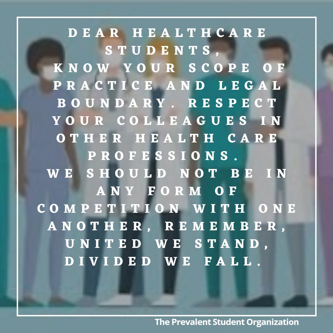 the_prevalent's tweet photo. We are not competitors, we are professionals in the same sector with the sole aim of saving lives. 
Let's stand together to fight this course. 
We are the future of healthcare!

#healthcareprofessional
#healthcare https://t.co/Ysc1Ncbw1n