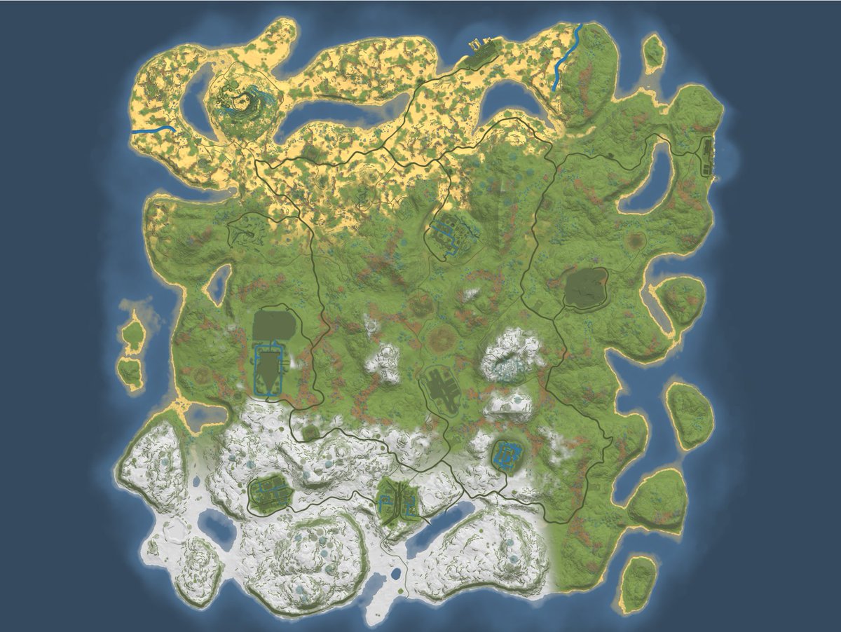 Alistair_McF's tweet image. Rust Staging servers have just wiped for testing in preparation for Oct 1st content update patch.

Many map improvements, including dirt trails and roads leading to most monuments.