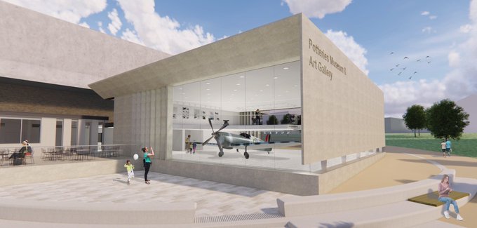 Another addition to the  @PotteriesMuseum will be a display inside the main museum featuring some of the equipment, items and stories that are due to be used in the stunning new Spitfire Gallery  (pictured - scheduled to open in 2021).  #Spitfire  #MyStokeStory  #StokeonTrent