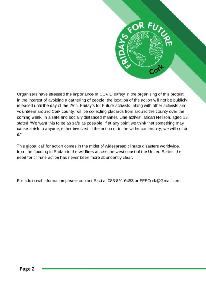 Press release regarding our action in Cork tomorrow. #FightClimateInjustice