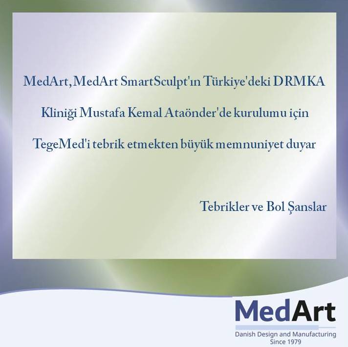a_medart's tweet photo. 🍀🎊🎉💐 MedArt has a great pleasure to congratulate TegeMed for installation of MedArt SmartSculpt at DRMKA Clinic Mustafa Kemal Ataönder in Turkey 🎉🍾🎊💐
Congratulations and Best of Luck  🎊💐🎉���
https://t.co/S3hZrnPKSi

#turkishdermatologist #Turkisharmylovesbangtan https://t.co/cJ8U5Qmra1