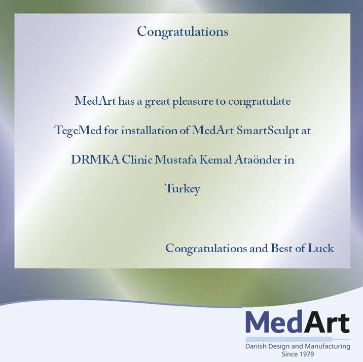 a_medart's tweet photo. 🍀🎊🎉💐 MedArt has a great pleasure to congratulate TegeMed for installation of MedArt SmartSculpt at DRMKA Clinic Mustafa Kemal Ataönder in Turkey 🎉🍾🎊💐
Congratulations and Best of Luck  🎊💐🎉���
https://t.co/S3hZrnPKSi

#turkishdermatologist #Turkisharmylovesbangtan https://t.co/cJ8U5Qmra1