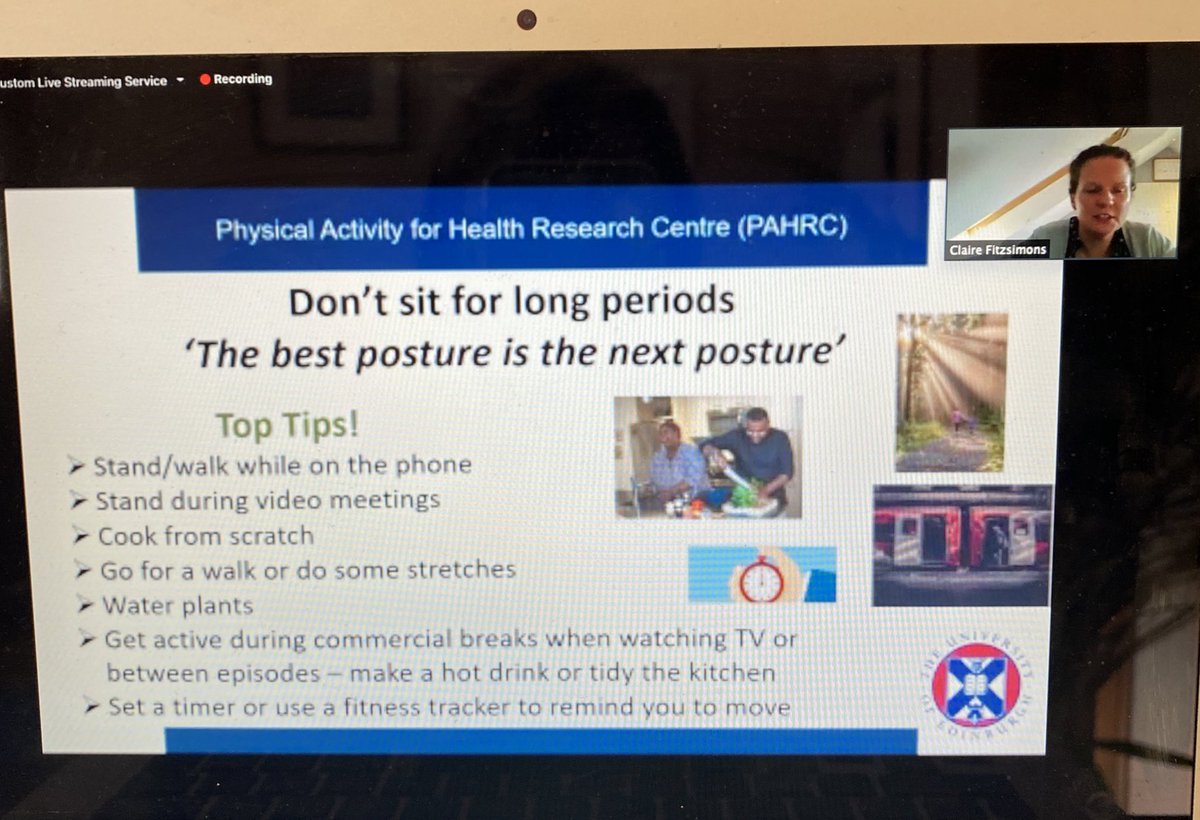 Top tips from <a href="/CFFitzsimons/">Claire Fitzsimons</a> <a href="/UoE_PAHRC/">PAHRC</a> on breaking up sedentary behaviour “the best posture is the next posture”