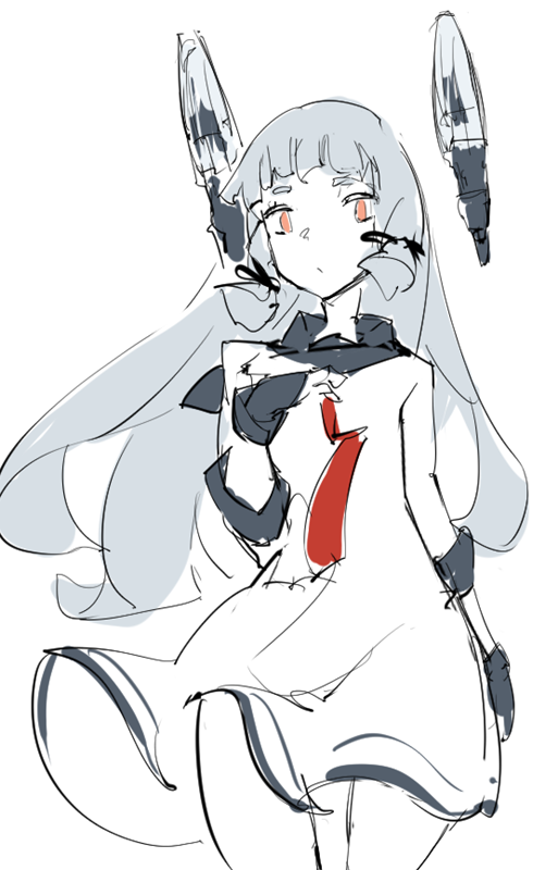 murakumo (kancolle) 1girl solo long hair gloves dress grey hair headgear  illustration images