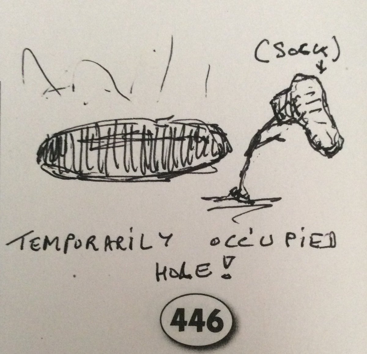 raburcke's tweet photo. The Holes by Reggie.
Installment number 3
The Sock - Temporarily occupied hole. (Do not disturb!)
#cartoonart #humorous #copyright_Reggie #TheHoles https://t.co/KbpAIay0aT