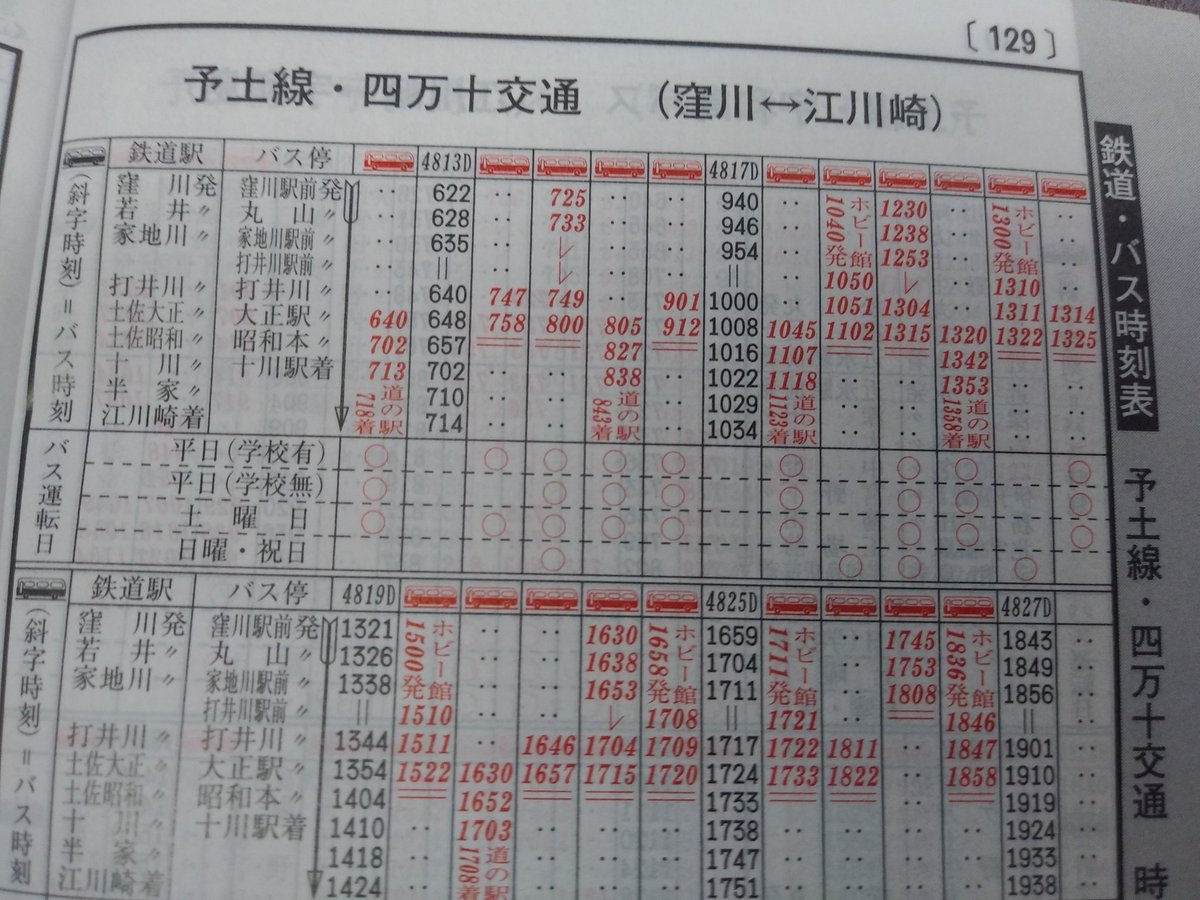 当社の 予讃線 運転士時刻表 宇和島→八幡浜 単9688 鉄道