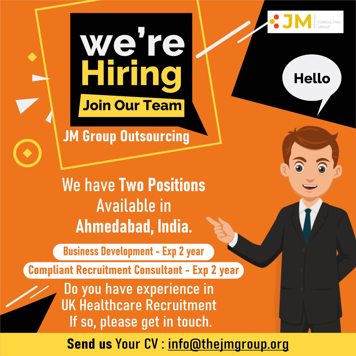 jmoutsourcing's tweet photo. 🔥We're Hiring
.
.
.
.
#jmgroupoutsourcing #jmgroupoutsource #outsourcing #recruitmentagency #recruitmentconsultants #recruitment #recruiting #ahmedabadrecruitment #ahmedabadrecruiter #recruitment #recruiting #revruits #job #jobs #jobinahmedabad #hiring #hiringnow #tophiring https://t.co/ZIo0psyNsZ