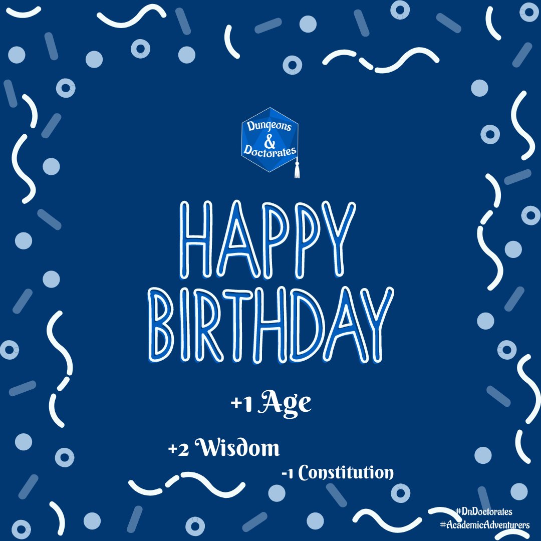 DnDoctorates's tweet photo. Ain't no party like a #DnD party...unless it's someone's BIRTHDAY! 🥳
The #AcademicAdventurers would like to wish the narrator and designer of all our misadventures a Happy Birthday! We love you, @BenKeirnan! 🎉🎈🎁
#DnDBirthday #DnDDMA #DMAppreciation  #DnDoctorates #podcast https://t.co/dnxE1C4WQL