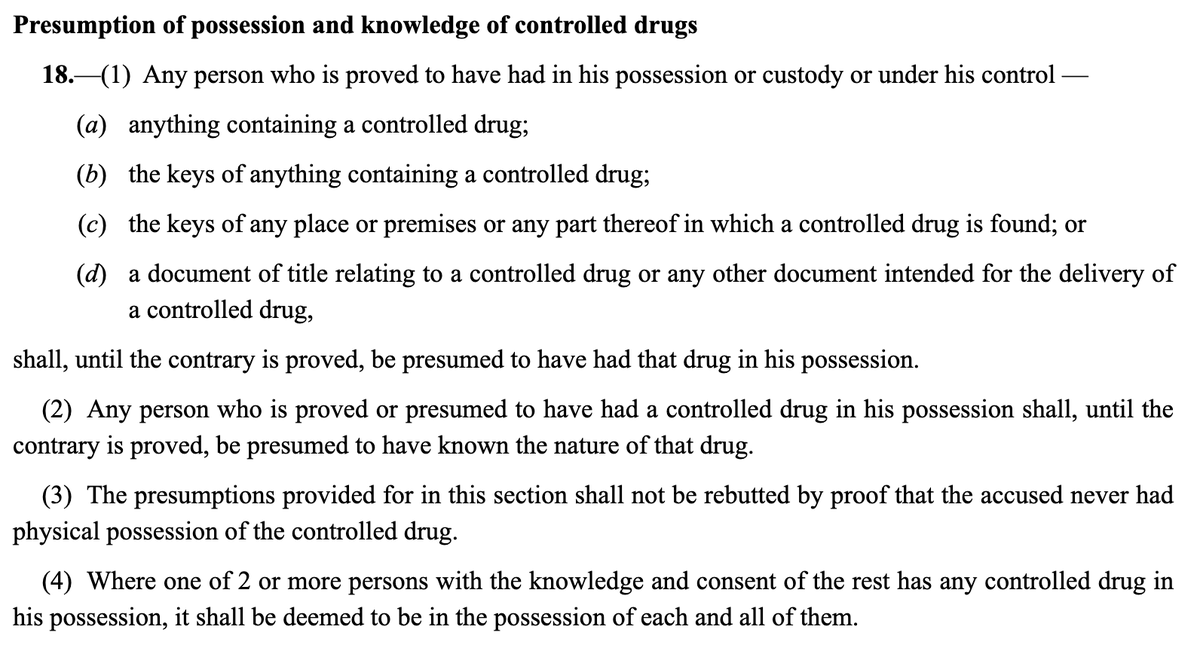 Second: Section 18 of the Misuse of Drugs Act states that if you're found in possession or custody of anything containing a controlled drug (like heroin), you're presumed to have known the nature of the drug.