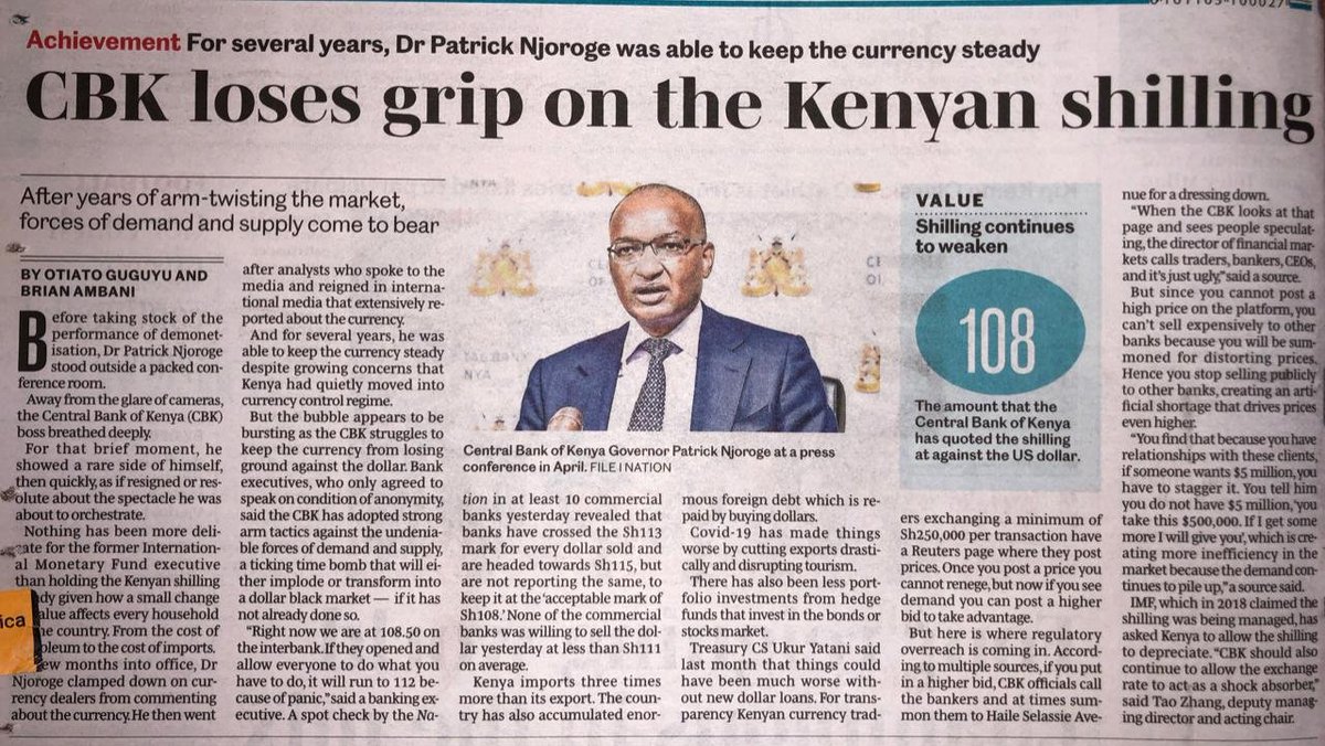 Currency CrisisThe Central Bank of Kenya is losing grip on the Kenya shilling